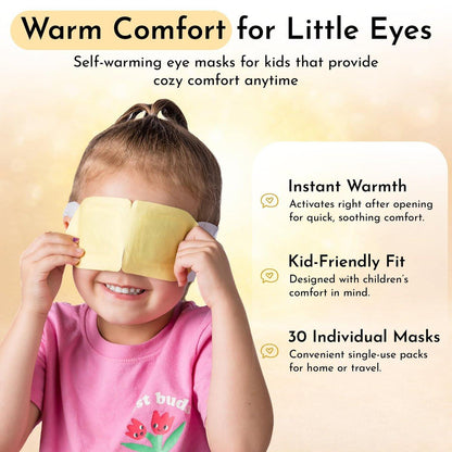 GlamBaby Warmy Winks Selbstheizende Augenmaske für Kinder – Wärmekompresse bei trockenen Augen, Reizungen & Schwellungen – Einweg-Augenmaske zur Linderung & Entspannung (30 Einzelportionen)