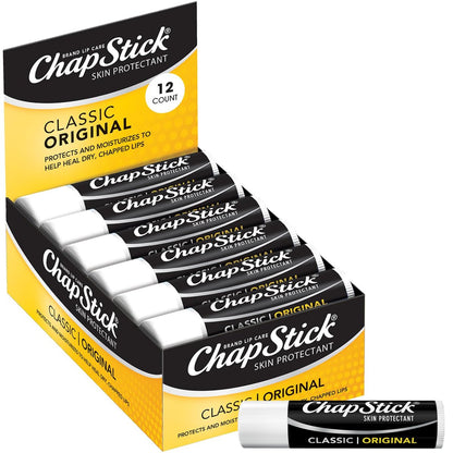 ChapStick Lippenbalsam Bulk Pack, Classic Original 12er-Pack – Lippenfeuchtigkeitscreme für trockene Lippen, 0,15 Oz pro Stück