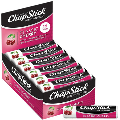 ChapStick Lippenbalsam im Großpack, Klassische Kirsche 12er-Pack – Feuchtigkeitsspender für trockene Lippen, 0,15 Unzen pro Stück