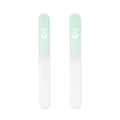 Olababy Glasnagelfeile für Neugeborene & Säuglinge 2er-Pack (Minze) | Sichere Glas-Nagelfeile mit Reiseetui