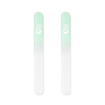 Olababy Glasnagelfeile für Neugeborene & Säuglinge 2er-Pack (Minze) | Sichere Glas-Nagelfeile mit Reiseetui