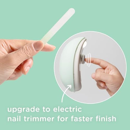 Olababy Glasnagelfeile für Neugeborene & Säuglinge 2er-Pack (Minze) | Sichere Glas-Nagelfeile mit Reiseetui