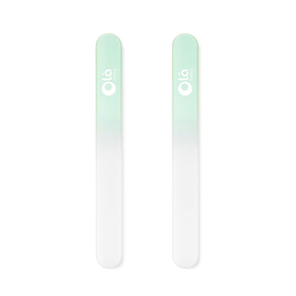 Olababy Glasnagelfeile für Neugeborene & Säuglinge 2er-Pack (Minze) | Sichere Glas-Nagelfeile mit Reiseetui