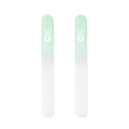 Olababy Glasnagelfeile für Neugeborene & Säuglinge 2er-Pack (Minze) | Sichere Glas-Nagelfeile mit Reiseetui