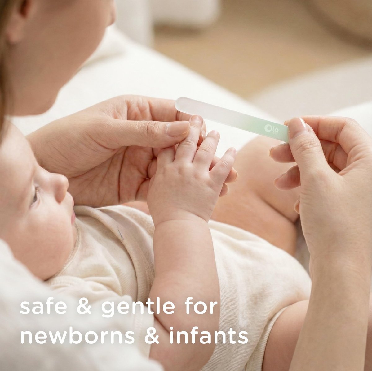 Olababy Glasnagelfeile für Neugeborene & Säuglinge 2er-Pack (Minze) | Sichere Glas-Nagelfeile mit Reiseetui