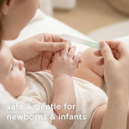 Olababy Glasnagelfeile für Neugeborene & Säuglinge 2er-Pack (Minze) | Sichere Glas-Nagelfeile mit Reiseetui