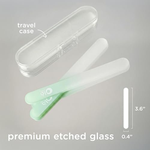 Olababy Glasnagelfeile für Neugeborene & Säuglinge 2er-Pack (Minze) | Sichere Glas-Nagelfeile mit Reiseetui
