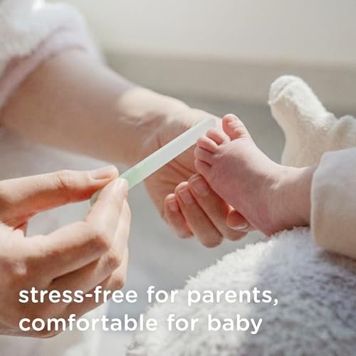 Olababy Glasnagelfeile für Neugeborene & Säuglinge 2er-Pack (Minze) | Sichere Glas-Nagelfeile mit Reiseetui