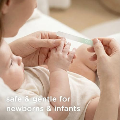 Olababy Glasnagelfeile für Neugeborene & Säuglinge 2er-Pack (Minze) | Sichere Glas-Nagelfeile mit Reiseetui
