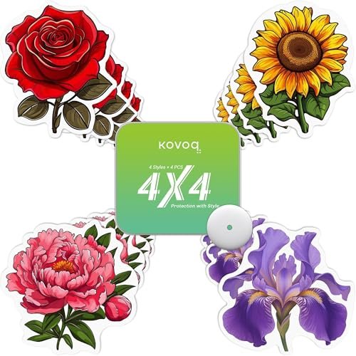 Kovoq FiguraGuard Florale Schützende Abdeckungen für Freestyle Libre 3 & Plus Sensor – 16er-Pack Hartschalen-Pflaster, stoßfest, schweißresistent, reduziert Kompressionsfehler, bis zu 14 Tage Halt