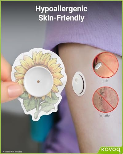 Kovoq FiguraGuard Florale Schützende Abdeckungen für Freestyle Libre 3 & Plus Sensor – 16er-Pack Hartschalen-Pflaster, stoßfest, schweißresistent, reduziert Kompressionsfehler, bis zu 14 Tage Halt