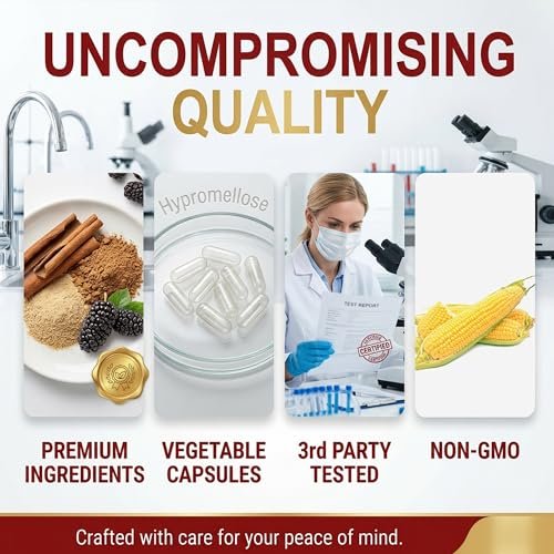 Blutzucker-Komplex Ergänzung mit Bittermelone, Maulbeerblatt, Zimtrinde, Chrom & Alpha-Liponsäure – 60 Kapseln – Nicht-GMO
