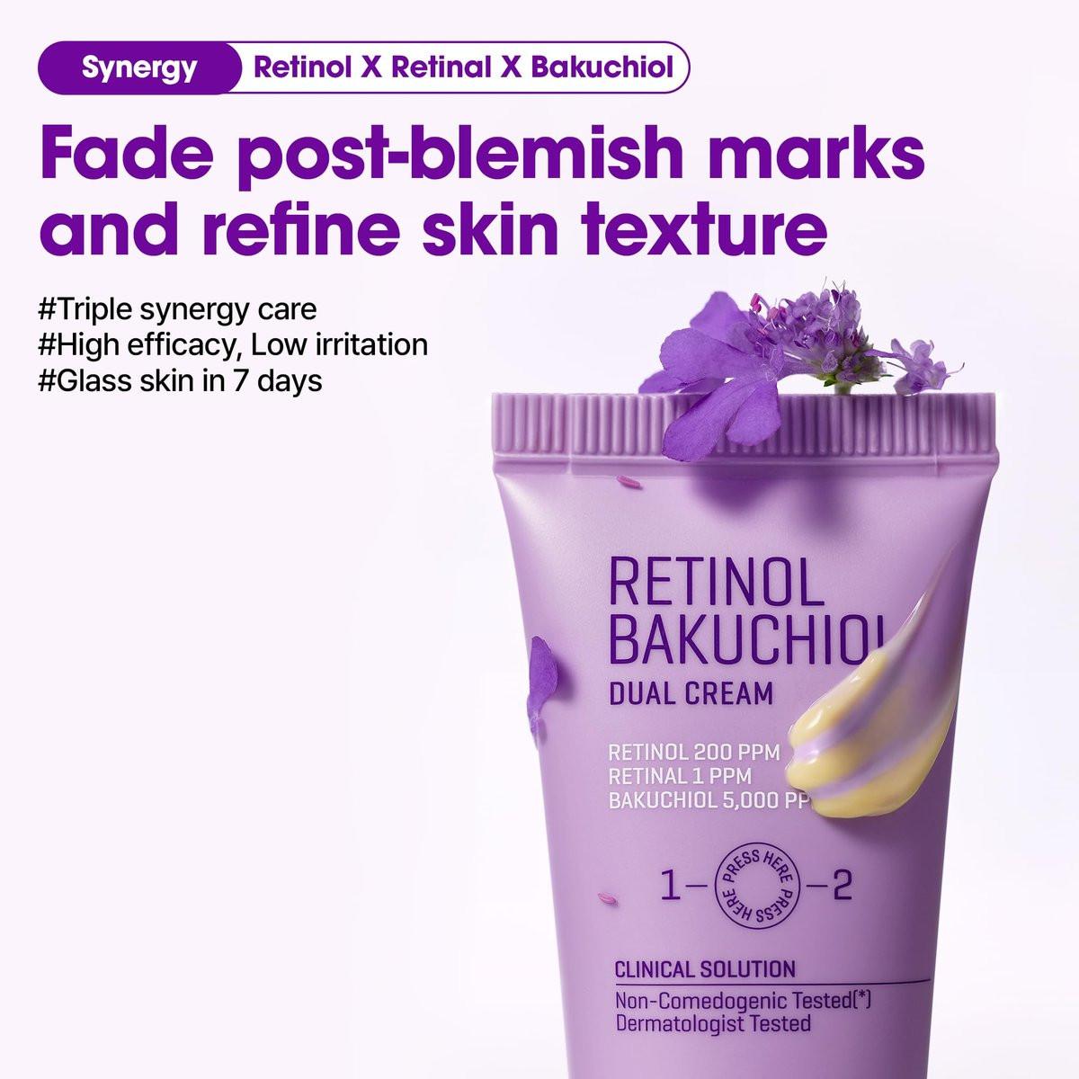 SOME BY MI Retinol Bakuchiol Dual Cream – 1,69 oz (50 ml) – Koreanische Kollagen- und Retinol-Gesichtsfeuchtigkeitscreme für Glasglanz – Barriereschutz und Pflege mit Niacinamid, Panthenol und Vitamin E – Koreanische Hautpflege