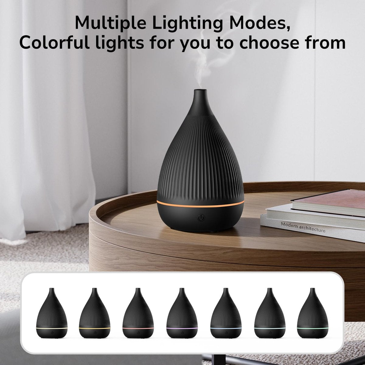 Ultraschall-Aroma-Diffuser mit LED-Nachtlicht & Auto-Abschaltung – BPA-frei, leise, für ätherische Öle (Schwarz)