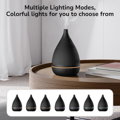 Ultraschall-Aroma-Diffuser mit LED-Nachtlicht & Auto-Abschaltung – BPA-frei, leise, für ätherische Öle (Schwarz)
