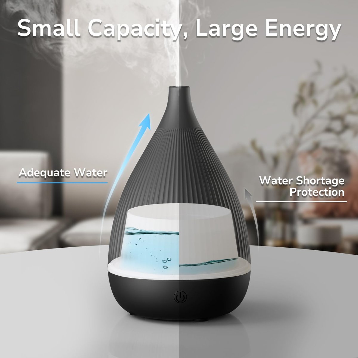 Ultraschall-Aroma-Diffuser mit LED-Nachtlicht & Auto-Abschaltung – BPA-frei, leise, für ätherische Öle (Schwarz)
