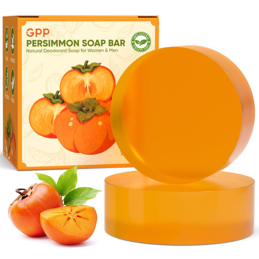2 Stück natürliche Persimone Seife Körpergeruchskontrolle, Bio Körperwaschseife gegen Altersgeruch, Deodorant Seife für sanfte Reinigung, für Männer & Frauen