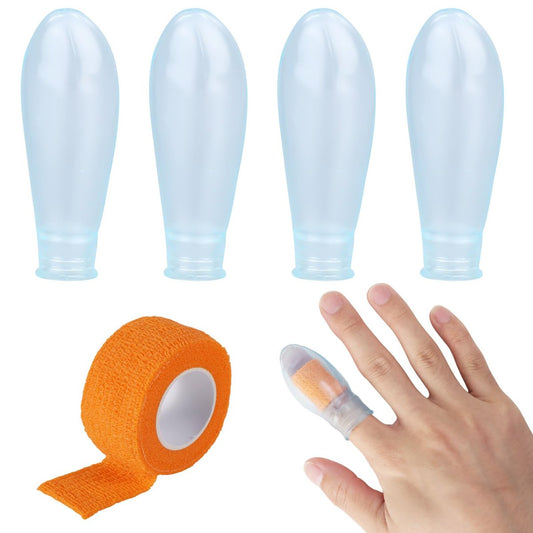 4er-Pack wasserdichte Fingerkappen, wiederverwendbare Silikon-Fingerabdeckungen mit Pflegebandage für Duschen, Schwimmen, Pediküre, Maniküre, Nagelbad & Wundschutz
