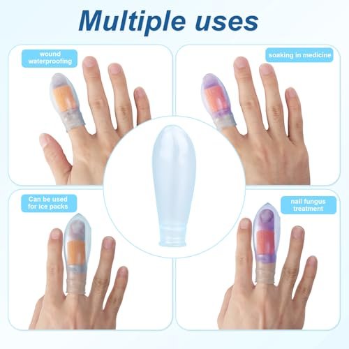 4er-Pack wasserdichte Fingerkappen, wiederverwendbare Silikon-Fingerabdeckungen mit Pflegebandage für Duschen, Schwimmen, Pediküre, Maniküre, Nagelbad & Wundschutz
