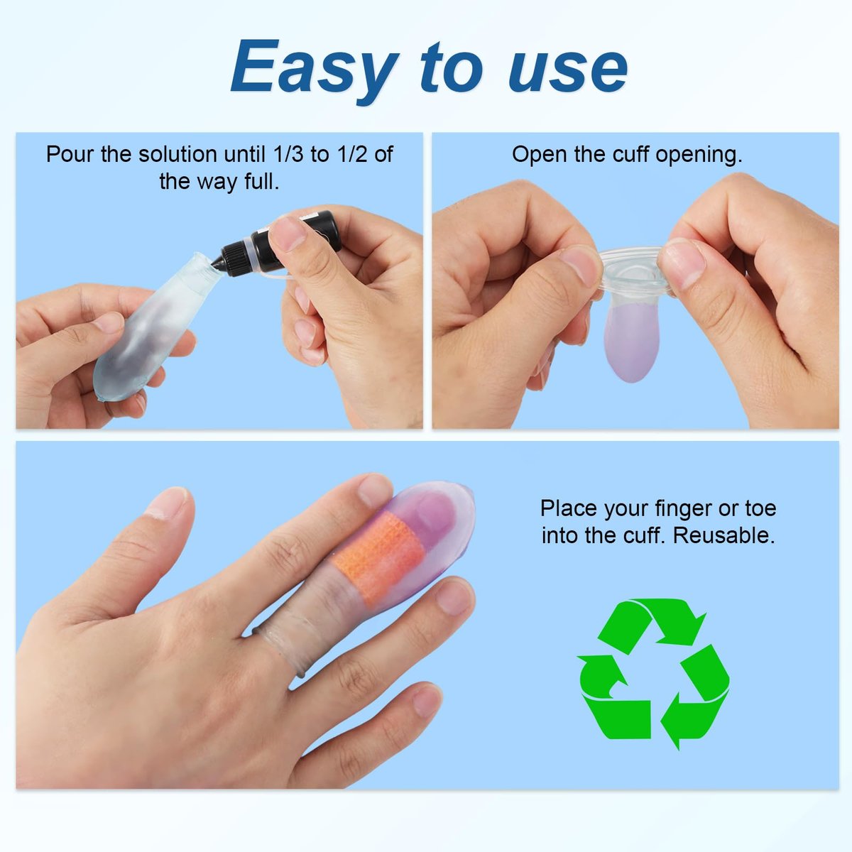 4er-Pack wasserdichte Fingerkappen, wiederverwendbare Silikon-Fingerabdeckungen mit Pflegebandage für Duschen, Schwimmen, Pediküre, Maniküre, Nagelbad & Wundschutz