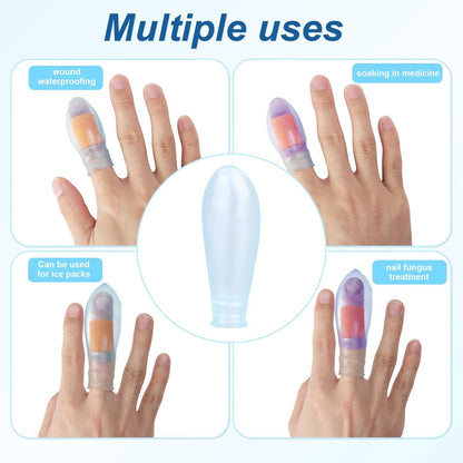4er-Pack wasserdichte Fingerkappen, wiederverwendbare Silikon-Fingerabdeckungen mit Pflegebandage für Duschen, Schwimmen, Pediküre, Maniküre, Nagelbad & Wundschutz