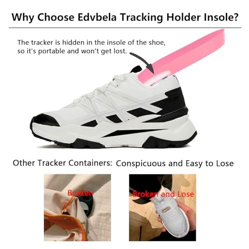 Edvbela Einlegesohlen für Airtag Versteck, Tracker-Geräte-Case für Kinder, Erwachsene und Senioren, Bequeme Schuheinlagen, Pink (6,89-7,48 Zoll 10-12 Kleinkind)