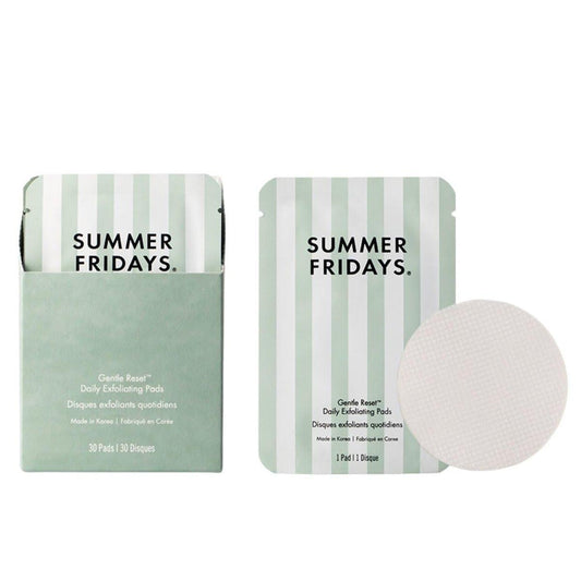 Summer Fridays Gentle Reset Daily Exfoliating Pads – Gesichtspeeling mit AHAs + PHAs für glatte Textur + ebenmäßige Haut – Formuliert in Korea – Beruhigende + feuchtigkeitsspendende Toner-Pads – Vegan (30 Stück)