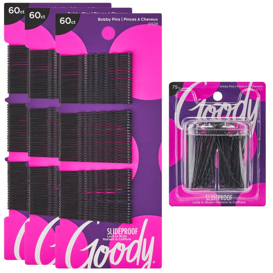 Goody 255-teiliges schwarzes Bobby-Pin-Set mit magnetischem Halter – ultrastarker Halt für dickes, dünnes & lockiges Haar – hochwertige, fusselfreie Haarnadeln für Hochsteckfrisuren, Alltagsstyling & besondere Anlässe