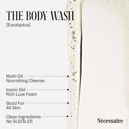 Nécessaire The Body Duo (Eucalyptus) Pflegeset für Damen + Herren – Duschgel 500 ml + Körperlotion 450 ml, Mehrfach-Öl Duschreiniger + Multi-Peptid Körperfeuchtigkeitscreme, nicht komedogen