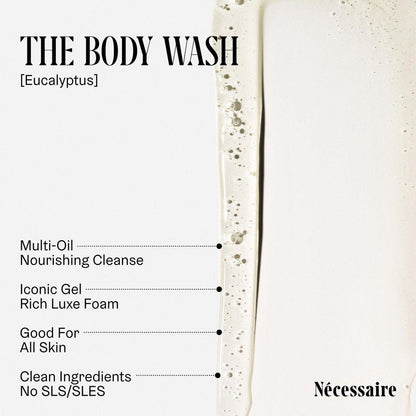 Nécessaire The Body Duo (Eucalyptus) Pflegeset für Damen + Herren – Duschgel 500 ml + Körperlotion 450 ml, Mehrfach-Öl Duschreiniger + Multi-Peptid Körperfeuchtigkeitscreme, nicht komedogen