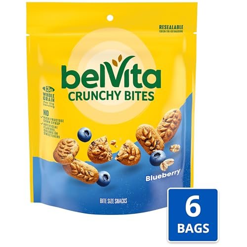 belVita Bissengröße Snacks, Blaubeer-Knusperhäppchen, 6 x 142g Beutel