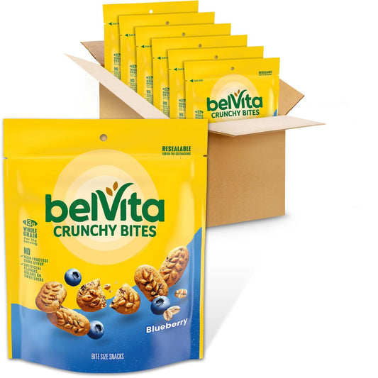 belVita Bissengröße Snacks, Blaubeer-Knusperhäppchen, 6 x 142g Beutel