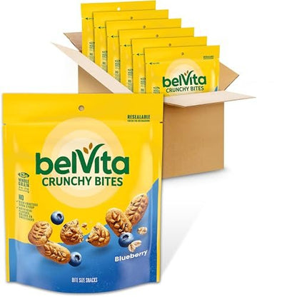 belVita Bissengröße Snacks, Blaubeer-Knusperhäppchen, 6 x 142g Beutel