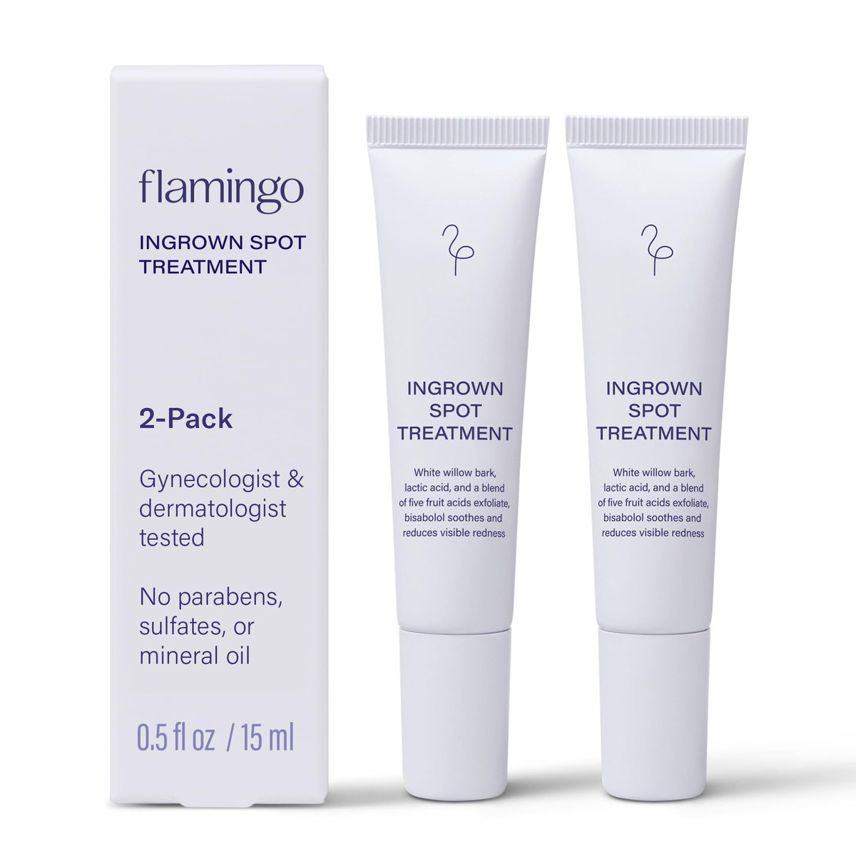 Flamingo Behandlung gegen eingewachsene Haare, Spot Treatment Applicator, 0,5 FL OZ, Packung mit 2 – Dermatologisch & gynäkologisch getestet
