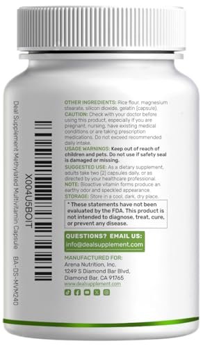 DEAL SUPPLEMENT Methylierte Multivitamine für Männer & Frauen, 240 Kapseln | 100% DV Vitamine & Mineralien | Aktivierter B-Komplex & Chelatmineralien, mit CoQ10, TMG & ALA | Non-GMO, cGMP hergestellt