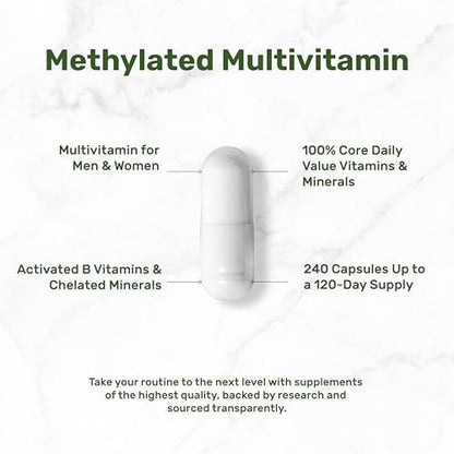 DEAL SUPPLEMENT Methylierte Multivitamine für Männer & Frauen, 240 Kapseln | 100% DV Vitamine & Mineralien | Aktivierter B-Komplex & Chelatmineralien, mit CoQ10, TMG & ALA | Non-GMO, cGMP hergestellt