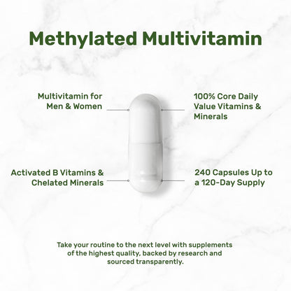 DEAL SUPPLEMENT Methylierte Multivitamine für Männer & Frauen, 240 Kapseln | 100% DV Vitamine & Mineralien | Aktivierter B-Komplex & Chelatmineralien, mit CoQ10, TMG & ALA | Non-GMO, cGMP hergestellt