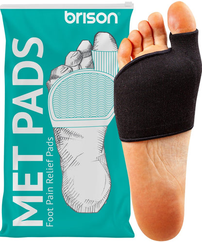 Brison Metatarsal-Pads Ball-of-Foot-Cushion für Herren und Damen – Gel-Fußpolster zur Schmerzlinderung bei Morton-Neurom, Metatarsalgie, Sesamoiditis und Hornhaut – 1 Paar Schwarz, Large (M 12-14, W 13-15)