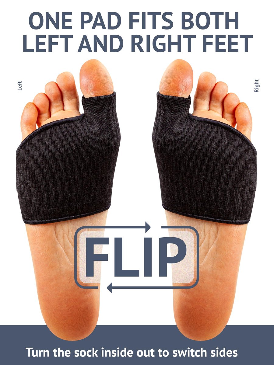 Brison Metatarsal-Pads Ball-of-Foot-Cushion für Herren und Damen – Gel-Fußpolster zur Schmerzlinderung bei Morton-Neurom, Metatarsalgie, Sesamoiditis und Hornhaut – 1 Paar Schwarz, Large (M 12-14, W 13-15)