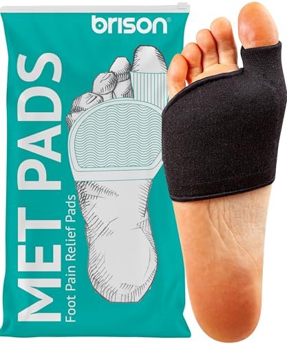Brison Metatarsal-Pads Ball-of-Foot-Cushion für Herren und Damen – Gel-Fußpolster zur Schmerzlinderung bei Morton-Neurom, Metatarsalgie, Sesamoiditis und Hornhaut – 1 Paar Schwarz, Large (M 12-14, W 13-15)