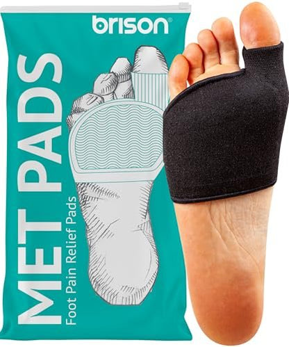 Brison Metatarsal-Pads Ball-of-Foot-Cushion für Herren und Damen – Gel-Fußpolster zur Schmerzlinderung bei Morton-Neurom, Metatarsalgie, Sesamoiditis und Hornhaut – 1 Paar Schwarz, Large (M 12-14, W 13-15)
