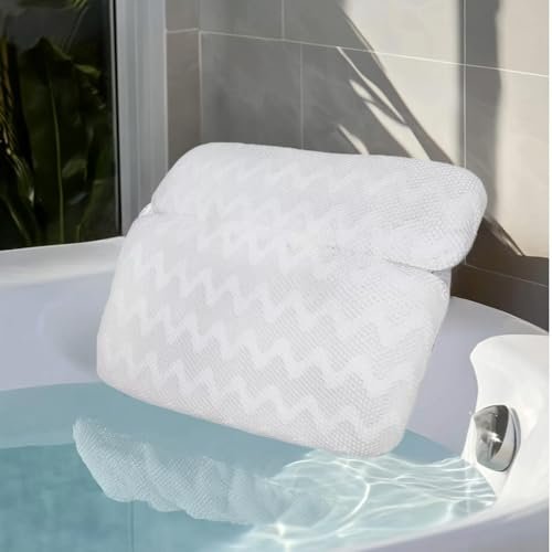 Luxus Badekissen für die Badewanne – Rutschfest und Dick für Kopf, Nacken, Schultern und Rücken – Weiches und Großes Bequemes Badewannenkissen zur Entspannung – Passt in jede Wanne – Hergestellt aus 3D-Mesh