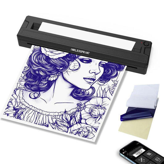 INKLESSPRINT Tattoo Stencil Drucker Maschine - Tragbarer Tattoo Transfer Drucker für Künstler & Enthusiasten, Kompatibel mit Smartphone, PC, Android, iOS, Windows, Mac