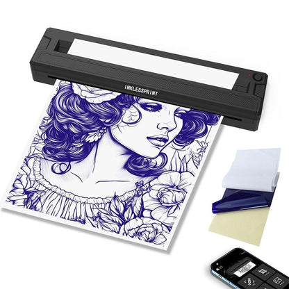 INKLESSPRINT Tattoo Stencil Drucker Maschine - Tragbarer Tattoo Transfer Drucker für Künstler & Enthusiasten, Kompatibel mit Smartphone, PC, Android, iOS, Windows, Mac