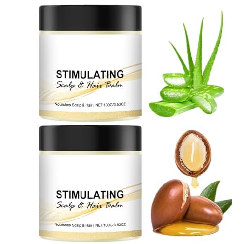 2er-Pack Stimulierender Haar- und Kopfhautbalsam – Sheabutter & Mangobutter – Pflegt & Stärkt – Für dickeres Haar & gesunden Glanz (100g)