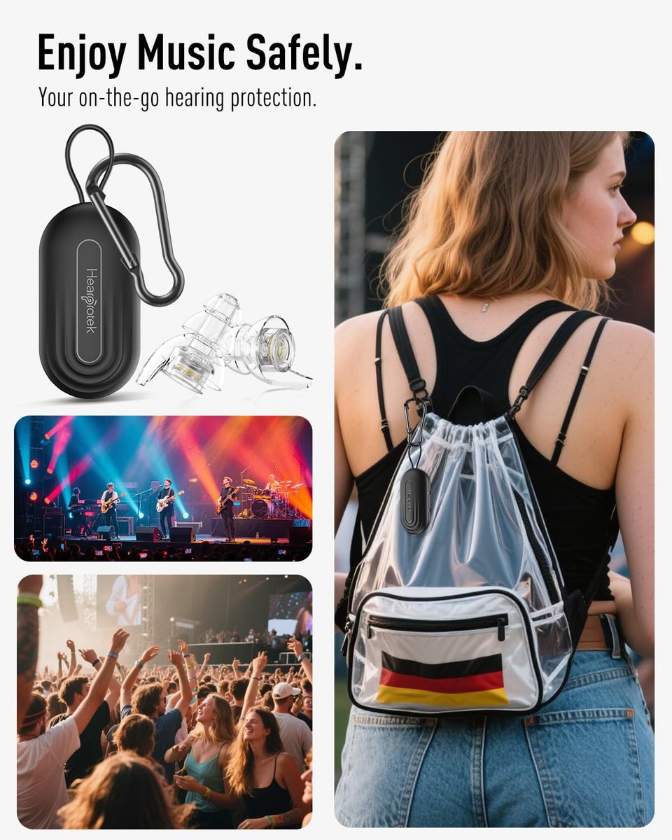 Hearprotek Konzert Ohrstöpsel, 2 Paar High-Fidelity Musik-Ohrstöpsel für laute Musik – Geräuschreduzierung, wiederverwendbar, für Rave, Festival, Tinnitus-Linderung, klar