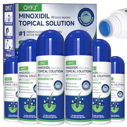 6er-Pack 5% Minoxidil für Männer und Frauen – Haarwuchs-Serum mit Biotin und Schwammapplikator für dünner werdendes Haar und spärlichen Bartwuchs, 8-Monatsvorrat 6 x 80 ml