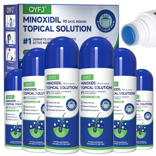 6er-Pack 5% Minoxidil für Männer und Frauen – Haarwuchs-Serum mit Biotin und Schwammapplikator für dünner werdendes Haar und spärlichen Bartwuchs, 8-Monatsvorrat 6 x 80 ml