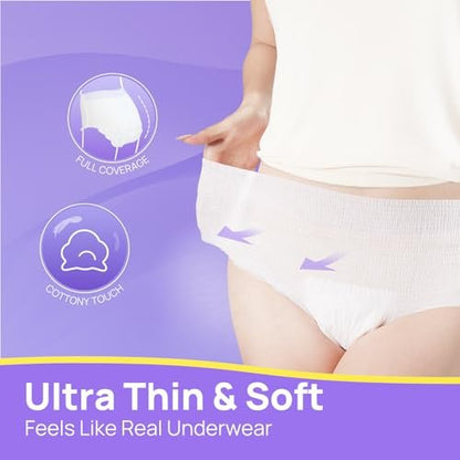 SUNKISS Ultradünne Inkontinenzunterwäsche für Damen, Hohe Saugfähigkeit & Super Weiche Wochenbettwindeln, Einweg- Erwachsenenwindeln, Ungedeckt, Large/XLarge, 20 Stück