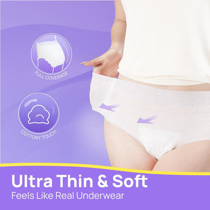 SUNKISS Ultradünne Inkontinenzunterwäsche für Damen, Hohe Saugfähigkeit & Super Weiche Wochenbettwindeln, Einweg- Erwachsenenwindeln, Ungedeckt, Large/XLarge, 20 Stück